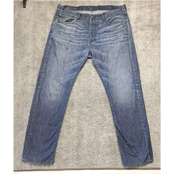 Gap Jeans Mens Sz 38x32 Straight Leg Denim Blue Stretch Distressed Original Fit - Picture 2 of 14